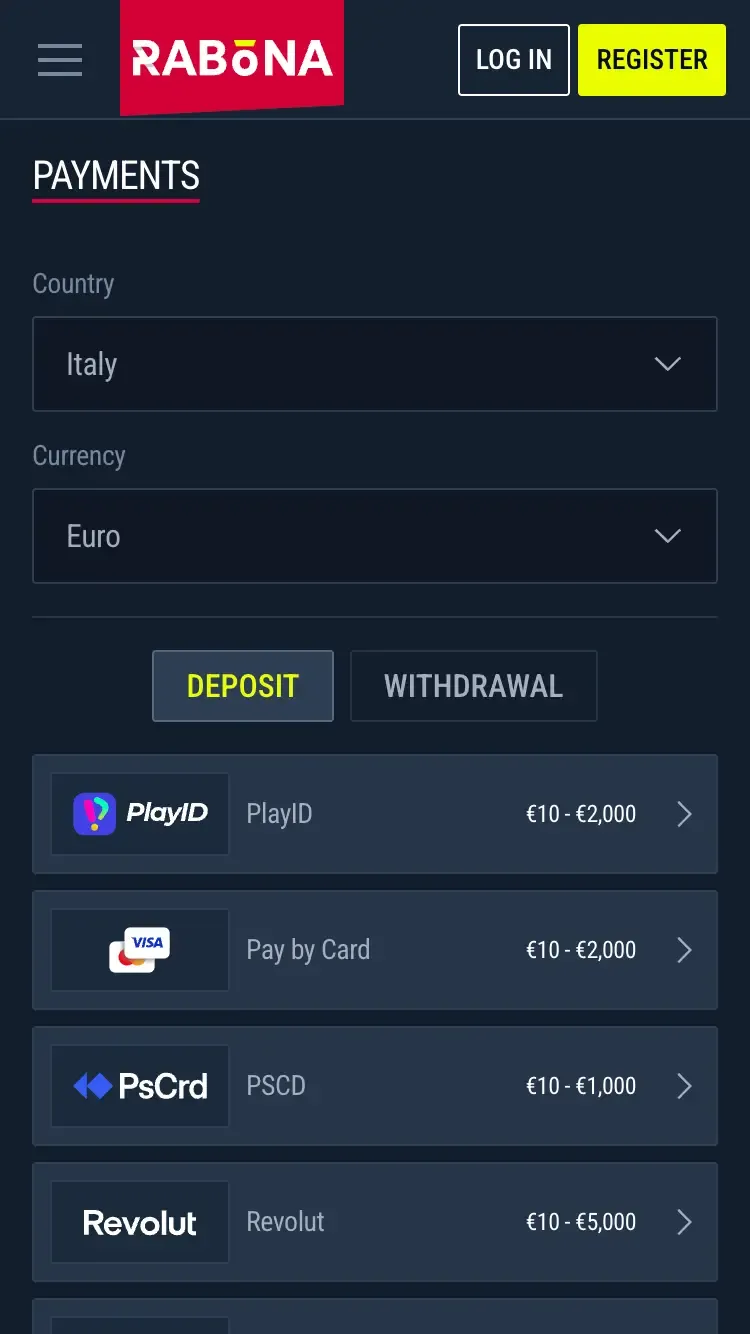 Rabona payments